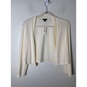 NWT Talbots Cream Open Cropped  Cardigan Sz S